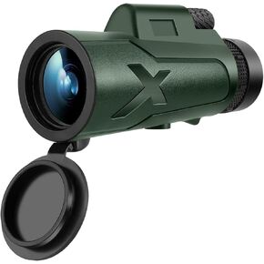 12x50 High-Power Monocular Telescope with Smartphone Tripod, Portable Bag - Ideal for Bird Watching, Hunting, Hiking, Camping - Large Vision with BAK4 Prism and FMC Lens Technology, Green