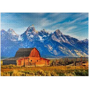 MyPuzzle Barn On Mormon Run, Wyoming Most Popular Barn in Jackson Hole - Premium 500 Piece Jigsaw Puzzle for Adults