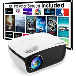 Outdoor Projector with Screen, Mini Projector for Home Theater, 1080P and 240" Supported Movie Projector 7500Lux Portable Video Projector Compatible with Smartphone/TV Stick/PS5/PC/Laptop