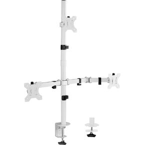 Vivo Triple LCD Monitor Mount Mount Stand Stand Hucked Duty وقابلة للتعديل بالكامل ، 3 شاشات تصل إلى 30 بوصة ، و White Stand-V003TW