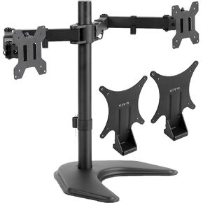 VIVO 2 Quick Attach VESA Adapters Designed for HP Models 27er, 27es, 27ea, 25er, 25es, 24ea, 23er, 23es, 22er, 22es, 22f, 23f, 24f, 25f, 27f with Freestanding Dual Monitor Stand, 13 to 27 inch Screens