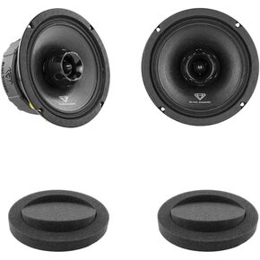BLACK DIAMOND Speakers Bundle - Pair of 6.5 Inch 2-Way Pro Audio Midrange Speakers with Built-in Super Bullet Tweeter and Pair of 6.5-Inch Car Foam Speaker Baffles with Fast Rings for Better Sound