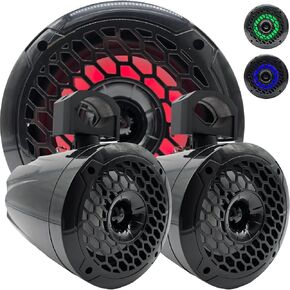 Warzone WZ652MTK 6.5-Inch Marine Box Speaker with RGB LED Lighting, 700W Max, 4 Ohms, Black Injection Cone with Rubber Edge and Neodymium Magnet (2 Speakers)