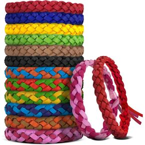 48 Pack Mosquito Repellent Bracelets, DEET-Free, Individually Wrapped PU Leather Insect & Bug Repellent Wrist Bands
