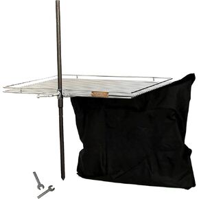 Portable Rhombus Campfire Grill, 20" x 25" HD Stainless Steel Rack with 2 Piece Stake, Free Carrying bag, 15 lbs.