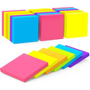 Sticky Notes 3x3 Inch, 24 Pads, 75 Sheets/Pad, Colorful Thick Paper Smooth Writing Easy to Stick & Remove, for Office, Home, School