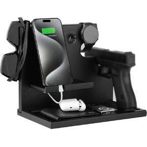 Gun Gifts for Men Gun nightstand Pistol Display Stand Gun Organizer for Nightstand Man Cave Essentials Gun Cabinet Wood Gun Gift Firearm Accessories and Equipment Night Stand Organizers Men