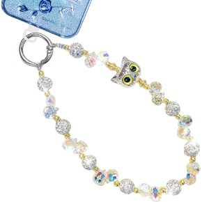 CCSmall Detachable Beaded Phone Wrist Strap for Women, Anti Loss Cute Owl Beads Phone Chain Lanyard for iPhone Samsung Moto XiaoMi Charm Purple