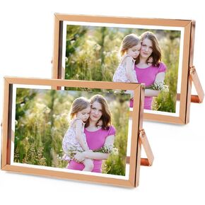 Golden State Art, Black 4x6 Metal Frame - Floating Effect for 3x5, 2x3 or any Smaller Photos with Real Glass for Protection - Elegant Desktop Decor for Home or Office - Horizontal Display