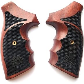 [BMPL] Hardwood Luxury Laser Grips Compatible with Taurus Medium/Large Frame.357 M44, 65, 66, 80, 82, 83, 96, 431, 441, 607, 608, 669 Revolver Handmade, Black Brown