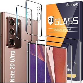 [2+2 Pack] Galaxy Note 20 Ultra Screen Protector Tempered Glass for Samsung Galaxy Note 20 Ultra 5G, Ultrasonic Fingerprint Compatible,3D Curved,HD Clear with 9H Tempered Glass Camera Lens Protector