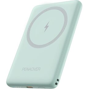 Magnetic Portable Charger, 5000mAh Wireless Power Bank Fast Charging Battery Pack with USB C Cable, Compatible with iPhone 16/15/14/13/12
