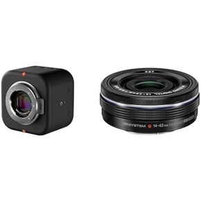 Logitech للمبدعين Mevo Core Wireless Live Streaming Camera + OM System Olympus M.Zuiko Digital 14-42mm F3.5-5.6 EZ Lens