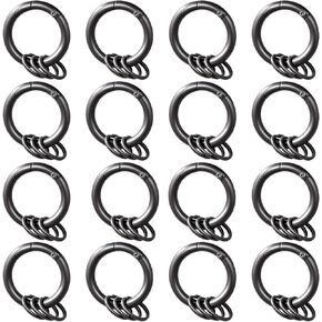 Key Ring Clips 12 Pcs Mini Carabiner Clips Kit Each Contains 1Pc Small Caribeener Clips and 4 Key Rings Carabiner Stainless Steel Round Carabiner Clip for Home Car Keys
