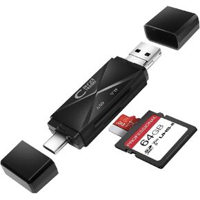 USB Micro SD Card Reader, 3-in-1 SD Card Reader to USB Adapter, Memory Card Reader for SDXC, SDHC, MMC, RS-MMC, Micro SDXC, Micro SD, Micro SDHC and UHS-I Cards (Grey)