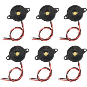 DC 3-24V Active Piezo Buzzer 90 DB مع الصوت الصناعي داخل 2-Ware يؤدي إلى إنذار كهربائي 6pcs