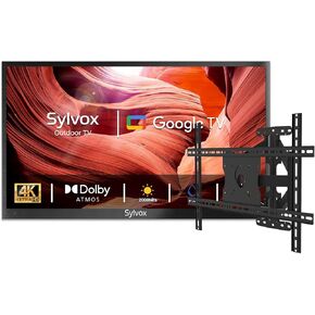 SYLVOX Outdoor TV with TV Mount, 55 inch 2000 Nit High Brightness Smart Outdoor TV, 4K Sunlight Readable Display, IP55 Waterproof, Smart TV for Outdoor Households or Commercial Places