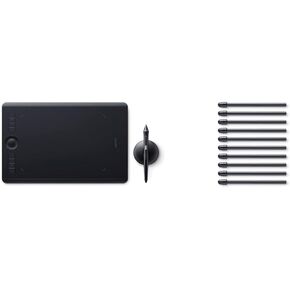 Wacom Intuos Pro Digital Graphic Drawing Tablet for Mac or PC, Medium, (PTH660) New Model Bundle with Wacom Standard Nibs for Digital Pro Pen 2 (10 Pack) (ACK22211)