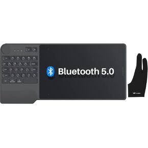رسم اللوح اللاسلكي اللوحي Huion Inspiroy Keydial KD200 Bluetooth Graphic Tablet مع Dial لوحة مفاتيح 5 مفاتيح مخصصة خالية من البطارية ، 8.9x5.6 Art Tablet مع Windows و Android و Glove