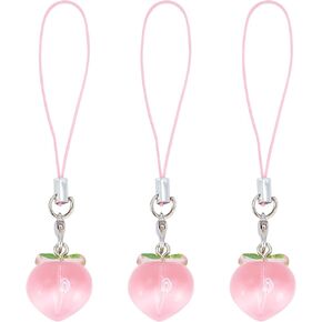 CRASPIRE 3PCS PEACH PEACH PHOPER STRAP Charm Keychain keychain Resin Resin Car Key Hanging Wallet Pendants Accessories Gift Women Decoration for Best Frien
