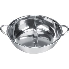 Hot Pot Pot,Divider Stainless Steel Divided Pan Double Sauce for Induction Cooktop Gas Stove Non Stick Mandarin Chinese Shabu Dual Site Household Kitchen Cookware Electric Stoves(13.38IN)