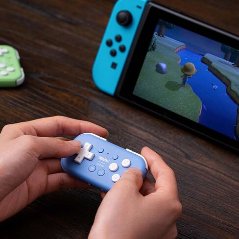 AKNES 8Bitdo Micro Bluetooth Controller, Pocket-sized Mini Gamepad for Switch/Lite/OLED, Android, and Raspberry Pi, Supports Keyboard Mode for macOS/iPadOS/macOS/Wins - Blue in Kuwait