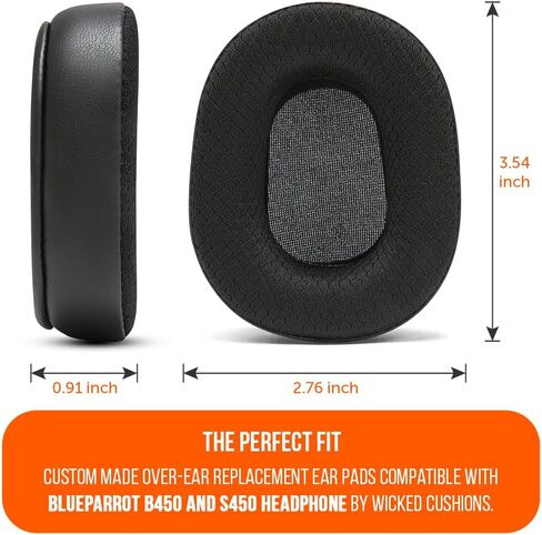 WC PADZ B450 -SED - أذن هجينة كبيرة إضافية لـ Blueparrot B450XT & S450 بواسطة Wicked Cushions | تعزيز الراحة والنسيج الرياضي القابل للتنفس | أسود in Kuwait