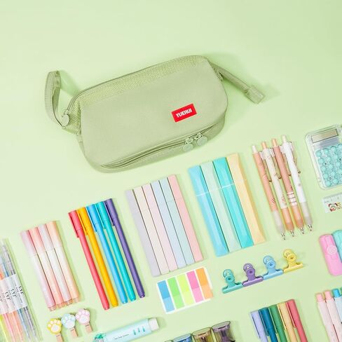 Pencil Case - 2-Layer Large Capacity Pencil Pouch with Sturdy Zipper, Big Aesthetic Stationery Pen Pouch with Handle, College Pencil Storage Box Organizer Makeup Bag for Women & Men(Black) in Kuwait