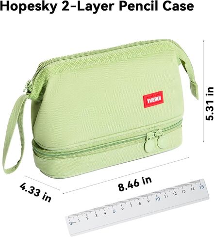 Pencil Case - 2-Layer Large Capacity Pencil Pouch with Sturdy Zipper, Big Aesthetic Stationery Pen Pouch with Handle, College Pencil Storage Box Organizer Makeup Bag for Women & Men(Black) in Kuwait