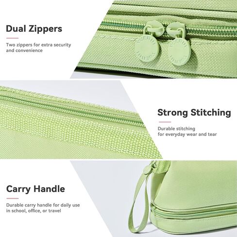 Pencil Case - 2-Layer Large Capacity Pencil Pouch with Sturdy Zipper, Big Aesthetic Stationery Pen Pouch with Handle, College Pencil Storage Box Organizer Makeup Bag for Women & Men(Black) in Kuwait