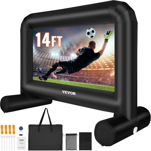VEVOR Inflatable Movie Screen, 16 FT Inflatable Projector Screen for Outside with Blower and Carrying Bag, Front/Rear Projection, Oxford Fabric Blow Up Screen for Outdoor Parties Backyard Movie Night in Kuwait