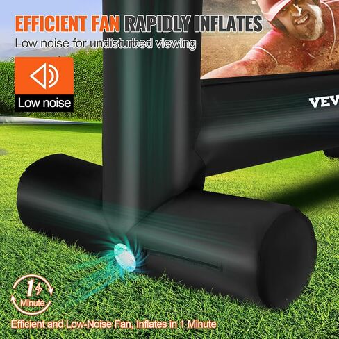 VEVOR Inflatable Movie Screen, 16 FT Inflatable Projector Screen for Outside with Blower and Carrying Bag, Front/Rear Projection, Oxford Fabric Blow Up Screen for Outdoor Parties Backyard Movie Night in Kuwait