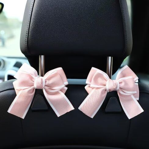 2pcs Car Purse Hook For Car Hooks For Purses And Bags, Cute Bow Car Seat Headrest Hook For Car Purse Hook Hanger. (pink-2pcs) in Saudi Arabia