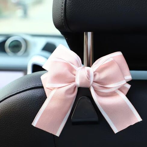2pcs Car Purse Hook For Car Hooks For Purses And Bags, Cute Bow Car Seat Headrest Hook For Car Purse Hook Hanger. (pink-2pcs) in Saudi Arabia