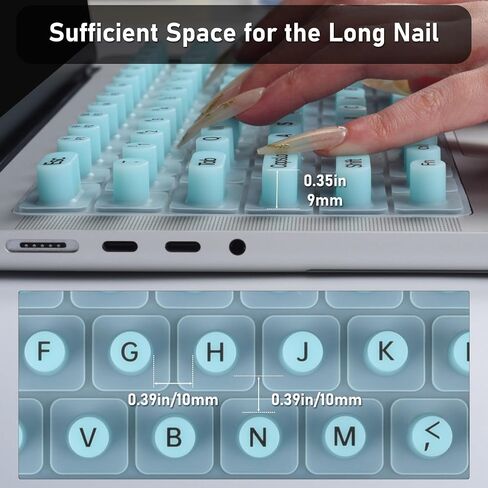 Raised Keyboard Cover for Long Nails, MacBook Air 13" 15" 2025-2022 / MacBook Pro 14" 16" M4 M3 M2 M1 chip 2024-2021 Keyboard Protective Cover for Nail Art, Mint in Saudi Arabia