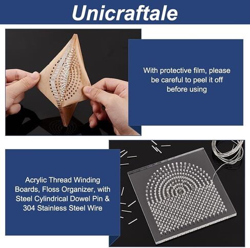 UNICRAFTALE حول عناصر سلك ثني الأسلاك مقاس 12.65 × 12.65 سم مربعة من الأكريليك ولوحات لف الخيط منظم الخيط مع أوتاد معدنية لأدوات صنع المجوهرات ومستلزمات تغليف الأسلاك in Saudi Arabia