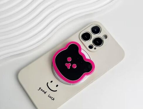 Cute 3D Bear Phone Grip - Collapsible Magnetic Finger Holder for Back of Phone - Anti-Slip, Comfortable & Easy to Attach or Remove Accessories for Cellphones & Tablets (BG2-PhoneGrip- Pink) in Saudi Arabia
