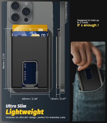 Orzero Magsafe Wallet Compatible for iPhone 16/15/14/13/12 Series, Magnetic Wallet Card Holder Strong Magnetic Attraction with Adjustable Stand (Navy Blue) in Saudi Arabia