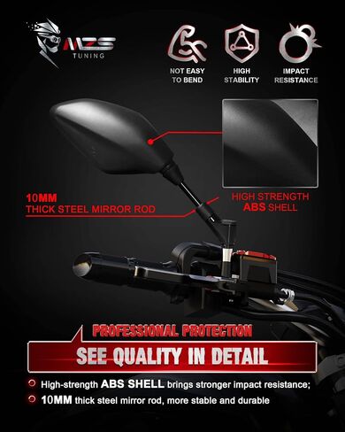 MZS Racing Motorcycle Mirrors, Double Adjustable Fairing Rear View Side Mirror ​Arrow Black Compatible with CBR600RR CBR1000RR CBR500R CBR300R Hayabusa GSXR 600 750 1000 YZF R1 R6 R6S FZ6R ZX6R ZX10R in Saudi Arabia