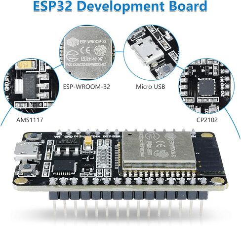 6 حزم ESP-WROOM-32 مجلس تطوير ، AIDEEPEN ESP32S ESP32 مجلس تطوير 2.4 جيجا هرتز ثنائي النواة متوافق مع ARDUIN0 ، NODEMCU ، و Micropython (30PIN MICRO USB) in Kuwait
