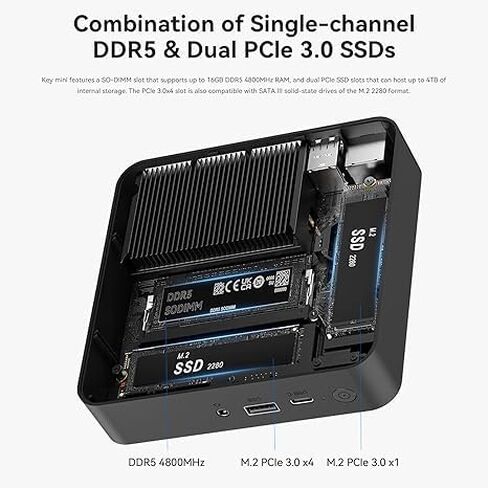TRIGKEY كمبيوتر دقيق الجيل الثاني عشر Intel N100 4C/4T 16G DDR4 500G M.2 PCIE1/SATA SSD G4 كمبيوتر مكتبي صغير بنظام التشغيل، واي فاي 6 سطح مكتب صغير يعمل، 4K@60 هرتز UHD الرسومات شاشة مزدوجة/BT 5.2/OS in Kuwait