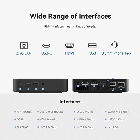 TRIGKEY كمبيوتر دقيق الجيل الثاني عشر Intel N100 4C/4T 16G DDR4 500G M.2 PCIE1/SATA SSD G4 كمبيوتر مكتبي صغير بنظام التشغيل، واي فاي 6 سطح مكتب صغير يعمل، 4K@60 هرتز UHD الرسومات شاشة مزدوجة/BT 5.2/OS in Kuwait