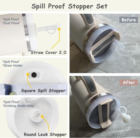 Stanley Cup Accessories Set,Including 2 Pcs 0.4in Straw Cover, 1 Silicone Spill-Proof Stopper Set of 3, 1 Cute Flower Handle Charm, 1 Silicone Boot Fits Stanley 40&30 Oz Tumbler (Cream) in Kuwait