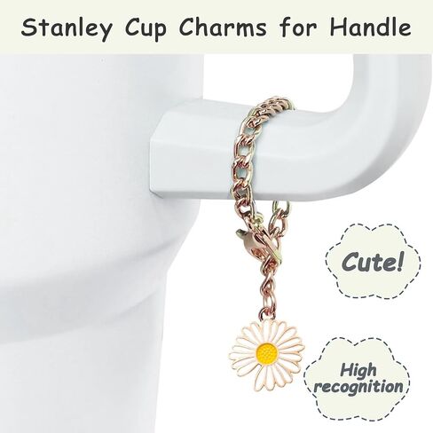 Stanley Cup Accessories Set,Including 2 Pcs 0.4in Straw Cover, 1 Silicone Spill-Proof Stopper Set of 3, 1 Cute Flower Handle Charm, 1 Silicone Boot Fits Stanley 40&30 Oz Tumbler (Cream) in Kuwait