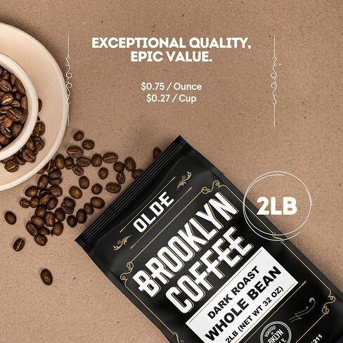 BROOKLYN COFFEE Whole Bean, French Dark Roast (5lb) Silky Smooth, Bold, Balanced - Fresh Bulk Coffee Beans Roasted Weekly in NYC in Saudi Arabia