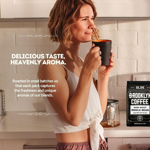 BROOKLYN COFFEE Whole Bean, French Dark Roast (5lb) Silky Smooth, Bold, Balanced - Fresh Bulk Coffee Beans Roasted Weekly in NYC in Saudi Arabia