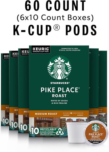 Starbucks K-Cup Coffee Pods, Medium Roast Coffee, Pike Place Roast for Keurig Brewers, 100% Arabica, 4 boxes (96 pods total) in Saudi Arabia