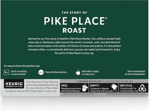 Starbucks K-Cup Coffee Pods, Medium Roast Coffee, Pike Place Roast for Keurig Brewers, 100% Arabica, 4 boxes (96 pods total) in Saudi Arabia