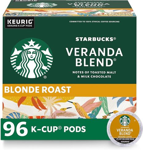 Starbucks K-Cup Coffee Pods, Starbucks Blonde Roast Coffee, Veranda Blend for Keurig Brewers, 100% Arabica, 4 boxes (96 pods total) in Saudi Arabia