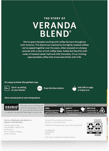 Starbucks K-Cup Coffee Pods, Starbucks Blonde Roast Coffee, Veranda Blend for Keurig Brewers, 100% Arabica, 4 boxes (96 pods total) in Saudi Arabia